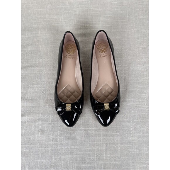 Vince Camuto 'Timba' Black Patent Leather Ballet Flats Bow Women's Sz 6.5 - FLAW - Picture 8 of 13
